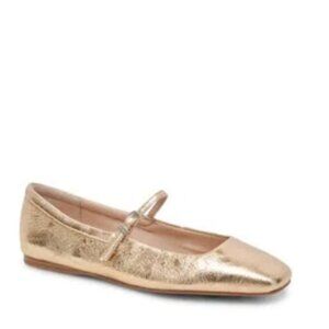 NEW DOLCE VITA Reyes Wide Ballet Flats Gold Distressed Leather In Gold 12